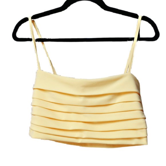 Boohoo Tops - Yellow Cami Pleated Crop Top 10 or 12